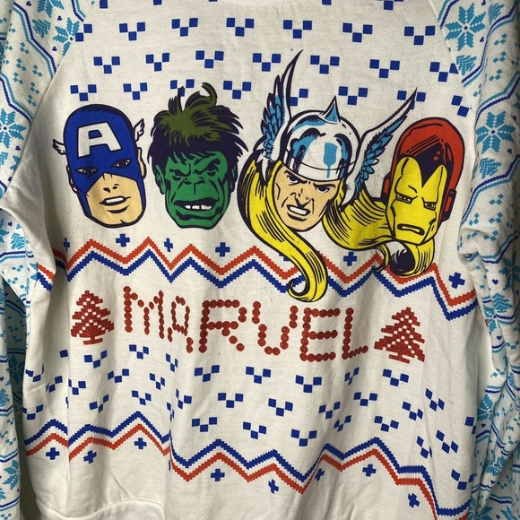 MARVEL COMICS Avengers Shirt Women Large Christmas Winter Thor Hulk Iron Man - Picture 4 of 9